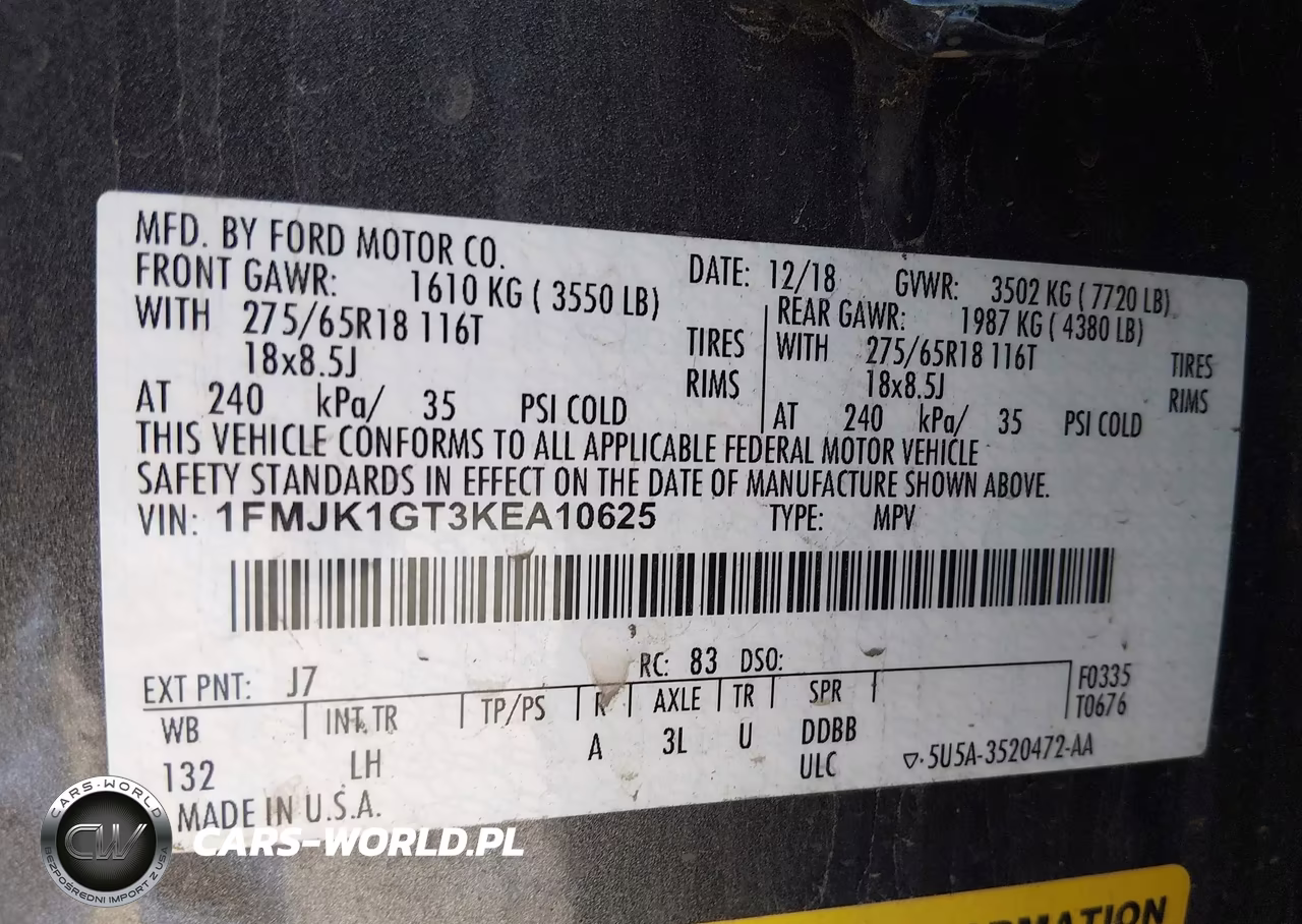 2019 Ford Expedition Max Xl VIN:1FMJK1GT3KEA10625 - 9