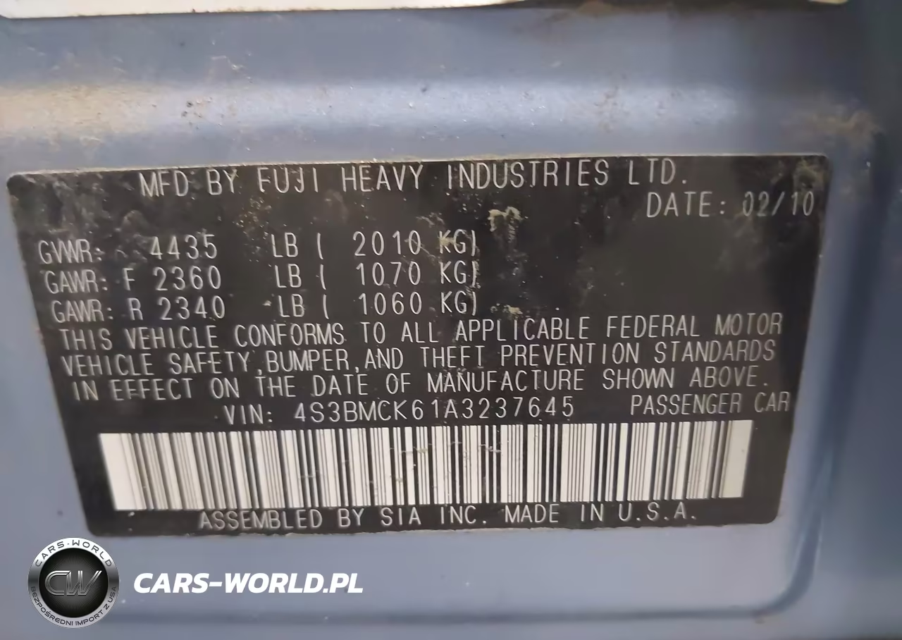 2010 Subaru Legacy 2.5I Limited VIN:4S3BMCK61A3237645 - 9