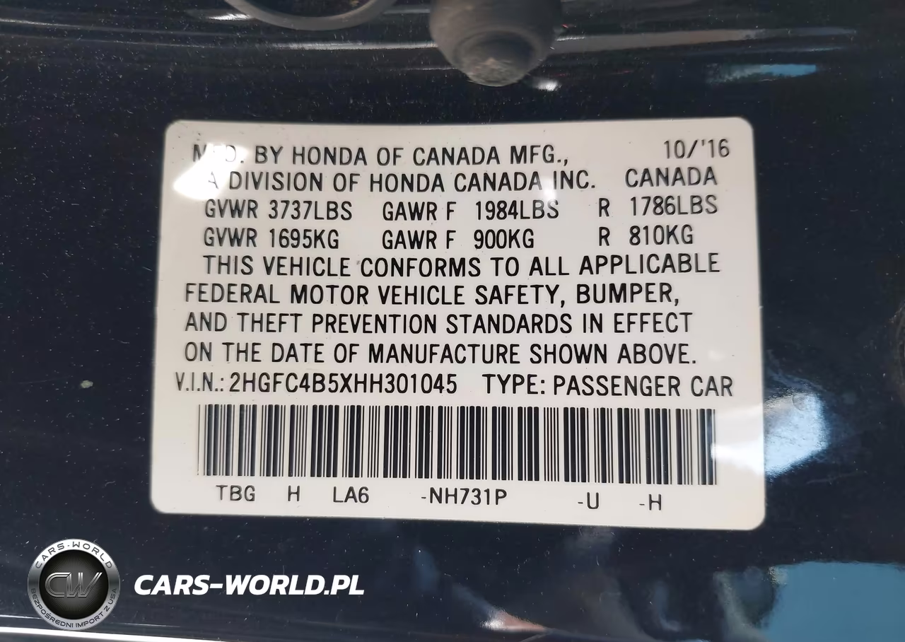2017 Honda Civic Lx VIN:2HGFC4B5XHH301045 - 9