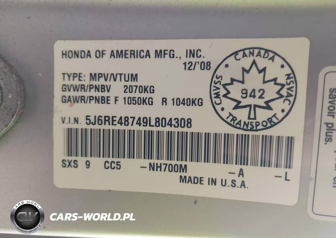 2009 Honda Cr-V Ex-L VIN:5J6RE48749L804308 - 9