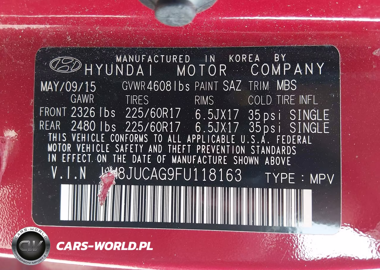 2015 Hyundai Tucson Se VIN:KM8JUCAG9FU118163 - 9