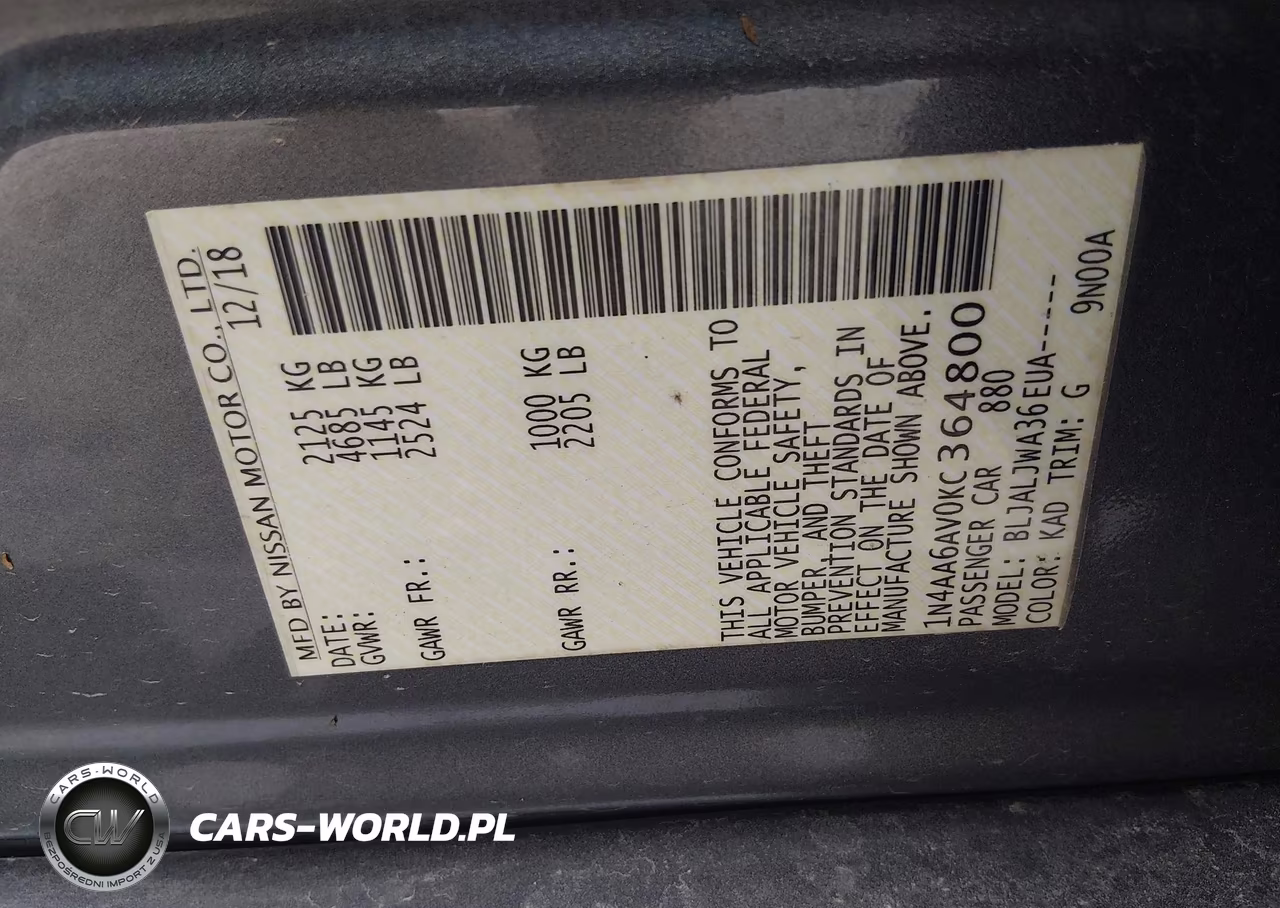 2019 Nissan Maxima 3.5 Sv VIN:1N4AA6AV0KC364800 - 9