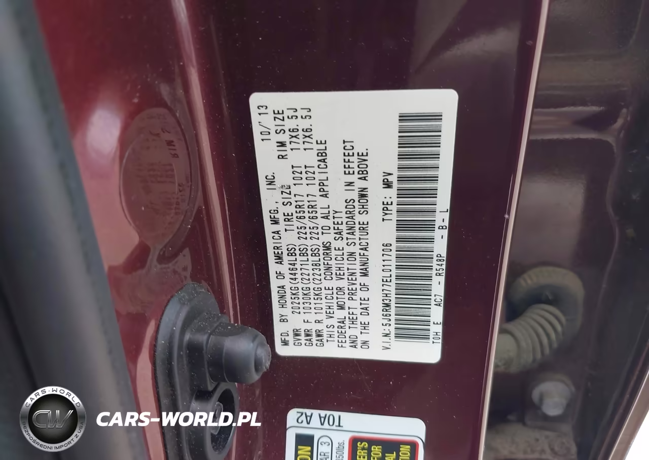 2014 Honda Cr-V Ex-L VIN:5J6RM3H77EL011706 - 9