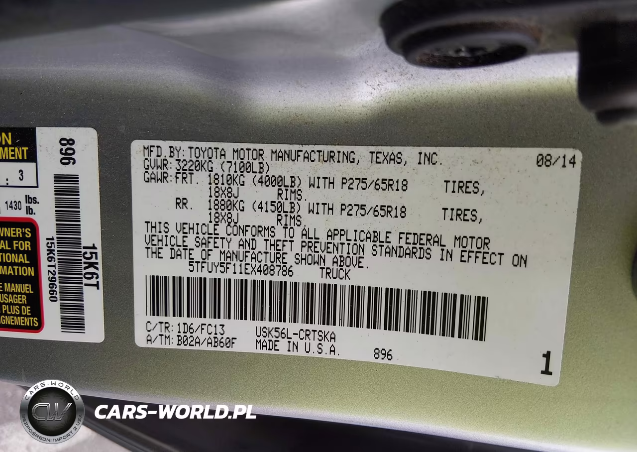 2014 Toyota Tundra Sr5 5.7L V8 VIN:5TFUY5F11EX408786 - 9