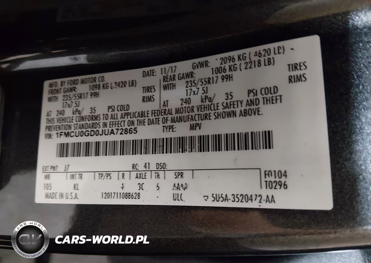 2018 Ford Escape Se VIN:1FMCU0GD0JUA72865 - 9