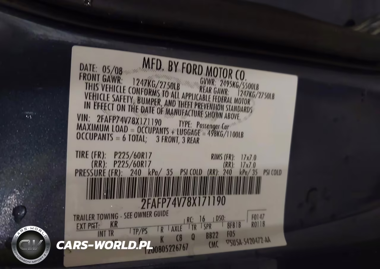 2008 Ford Crown Victoria Lx VIN:2FAFP74V78X171190 - 9