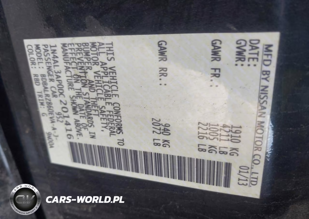 NISSAN ALTIMA 2.5 VIN:1N4AL3AP0DC201416 - 9