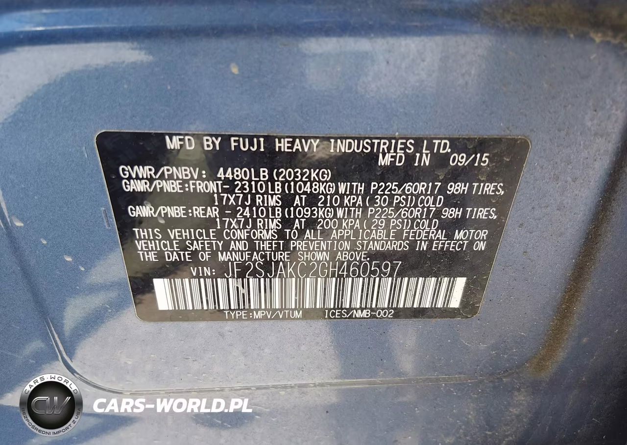 2016 Subaru Forester 2.5I Limited VIN:JF2SJAKC2GH460597 - 9