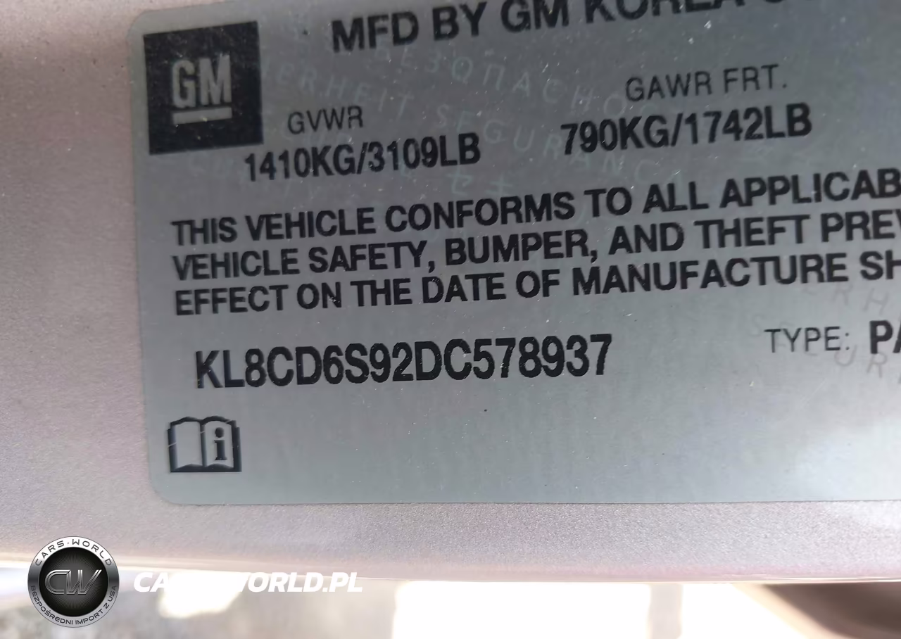 2013 Chevrolet Spark 1Lt Auto VIN:KL8CD6S92DC578937 - 9