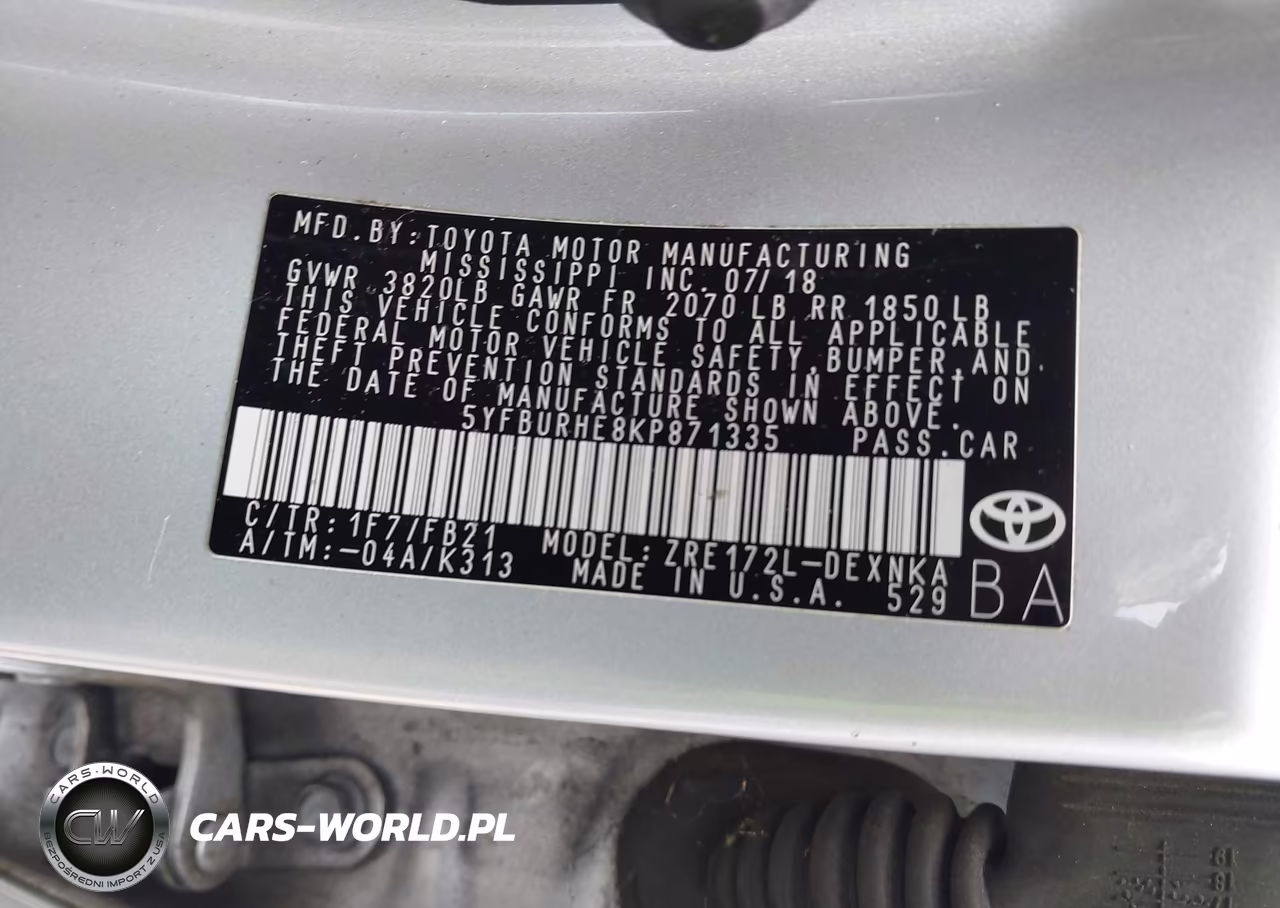 2019 Toyota Corolla Le VIN:5YFBURHE8KP871335 - 9