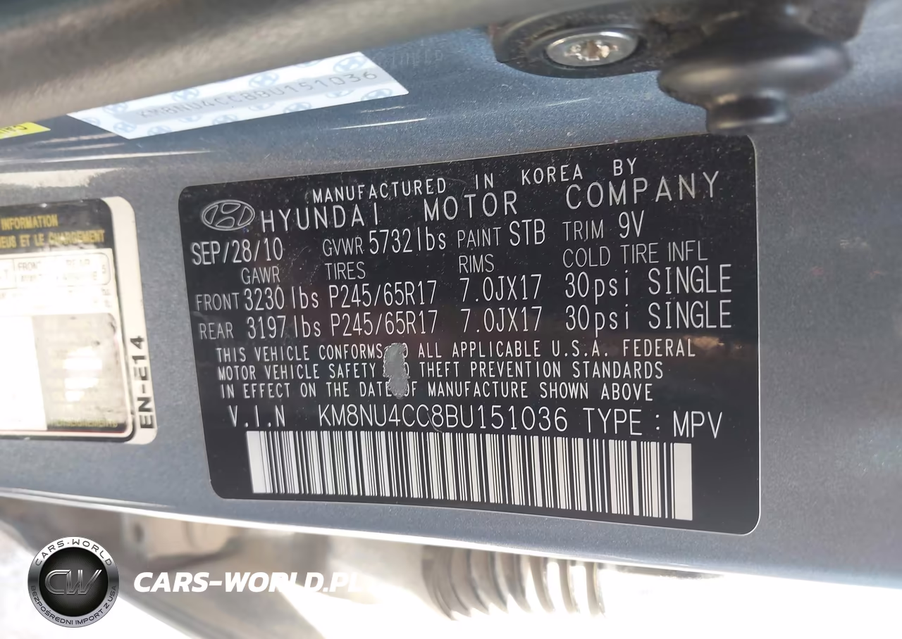 2011 Hyundai Veracruz Gls VIN:KM8NU4CC8BU151036 - 9
