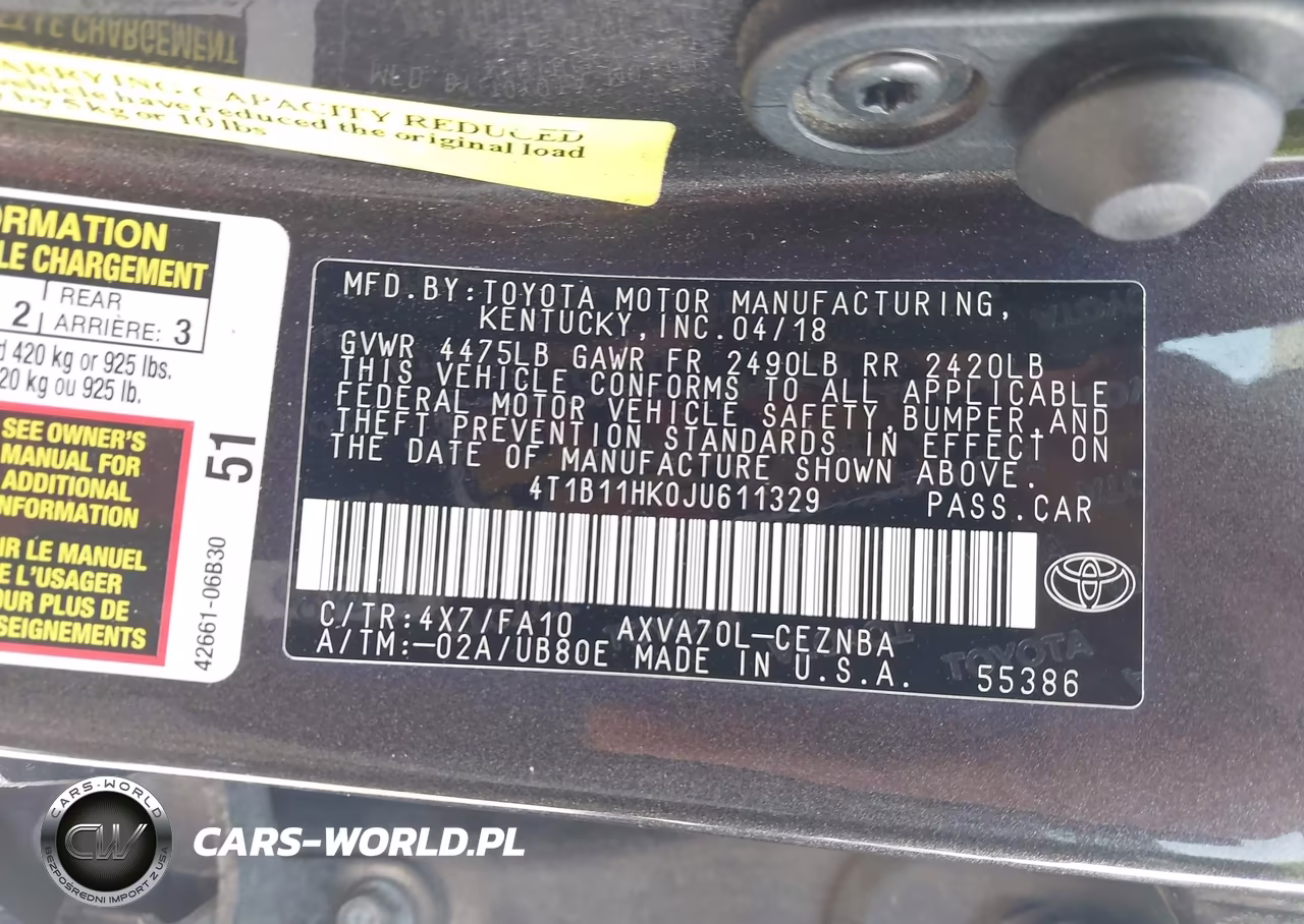 2018 Toyota Camry Le VIN:4T1B11HK0JU611329 - 9