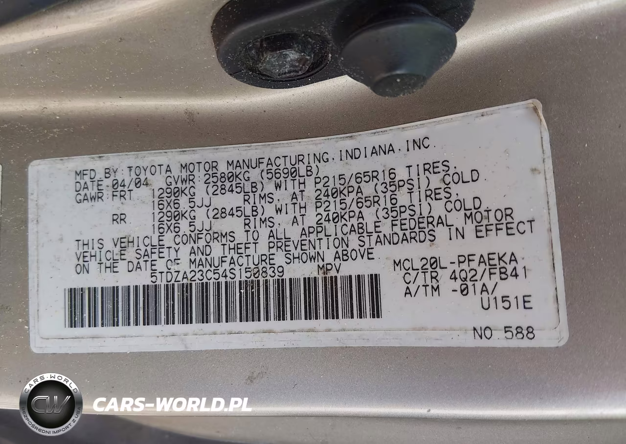 2004 Toyota Sienna Le VIN:5TDZA23C54S150839 - 9