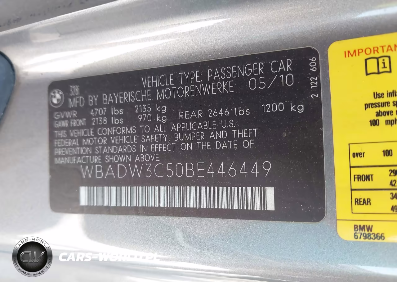 2011 BMW 328I VIN:WBADW3C50BE446449 - 9