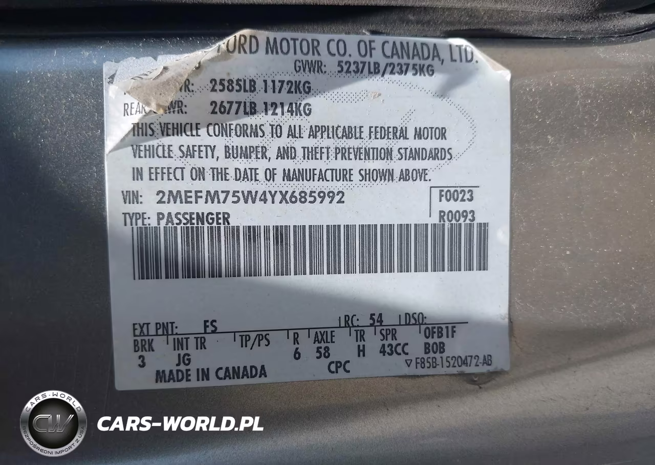 2000 Mercury Grand Marquis Ls VIN:2MEFM75W4YX685992 - 9