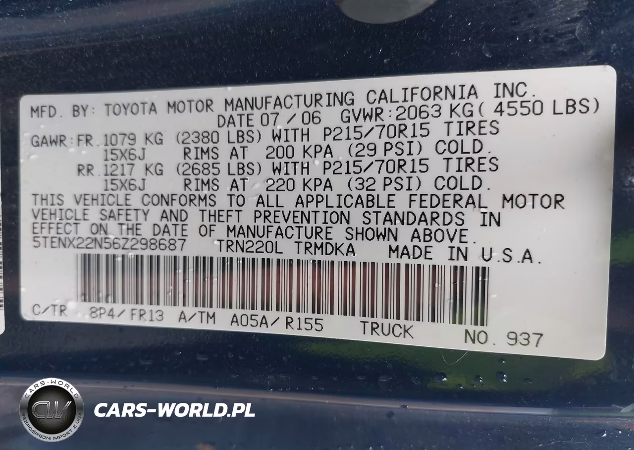 2006 Toyota Tacoma VIN:5TENX22N56Z298687 - 9