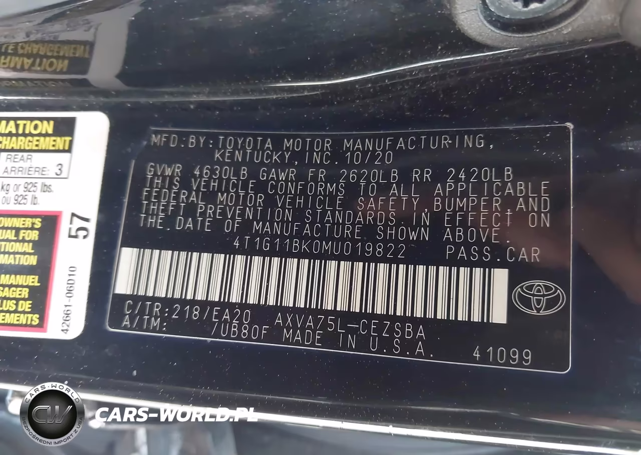2021 Toyota Camry Se Awd VIN:4T1G11BK0MU019822 - 9