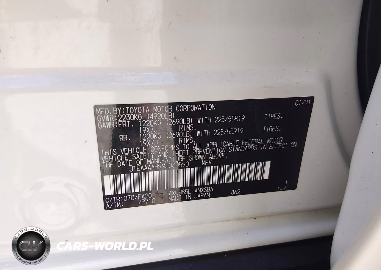 2021 Toyota Venza Limited VIN:JTEAAAAH9MJ030590 - 9