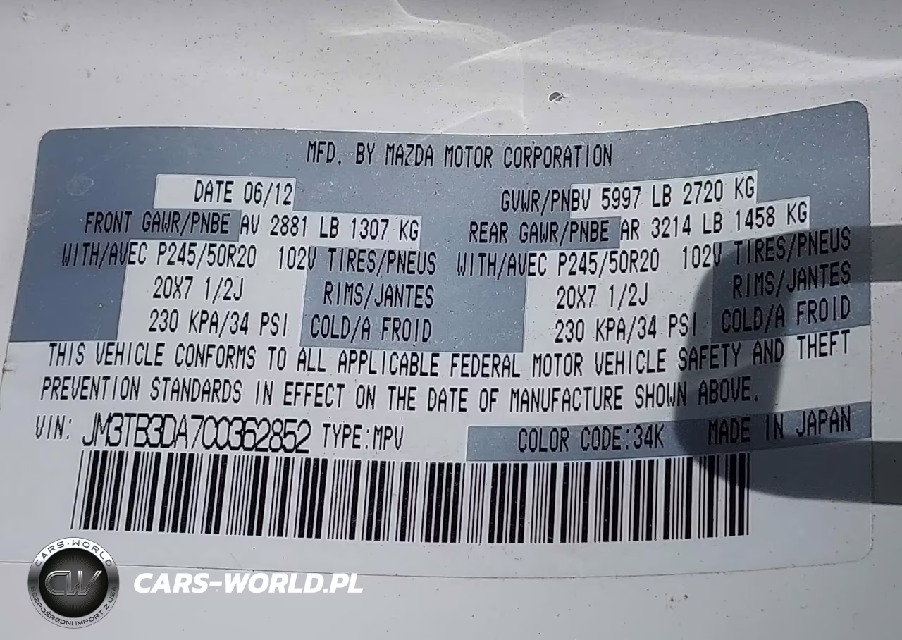 2012 Mazda Cx-9 Grand Touring VIN:JM3TB3DA7C0362852 - 9