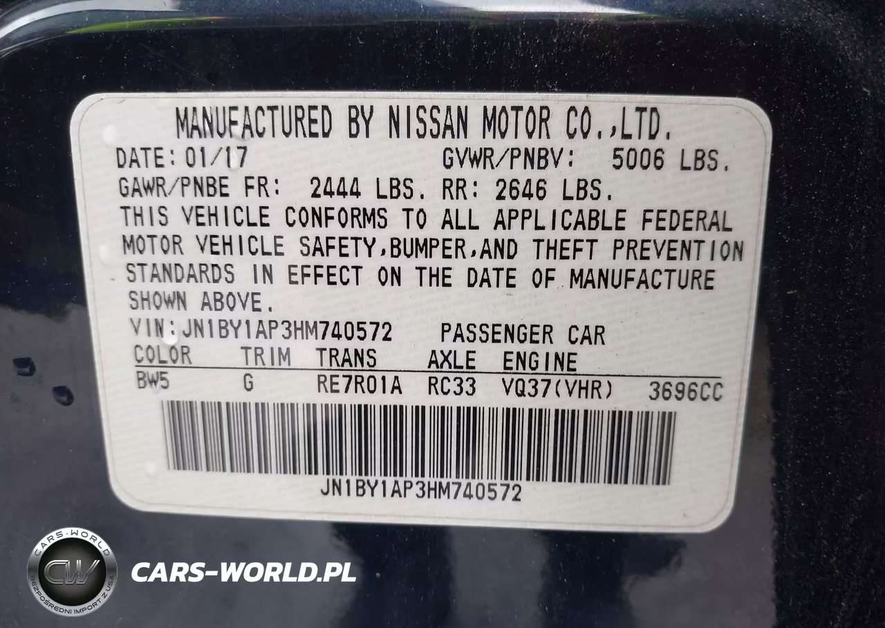 2017 Infiniti Q70 3.7 VIN:JN1BY1AP3HM740572 - 9