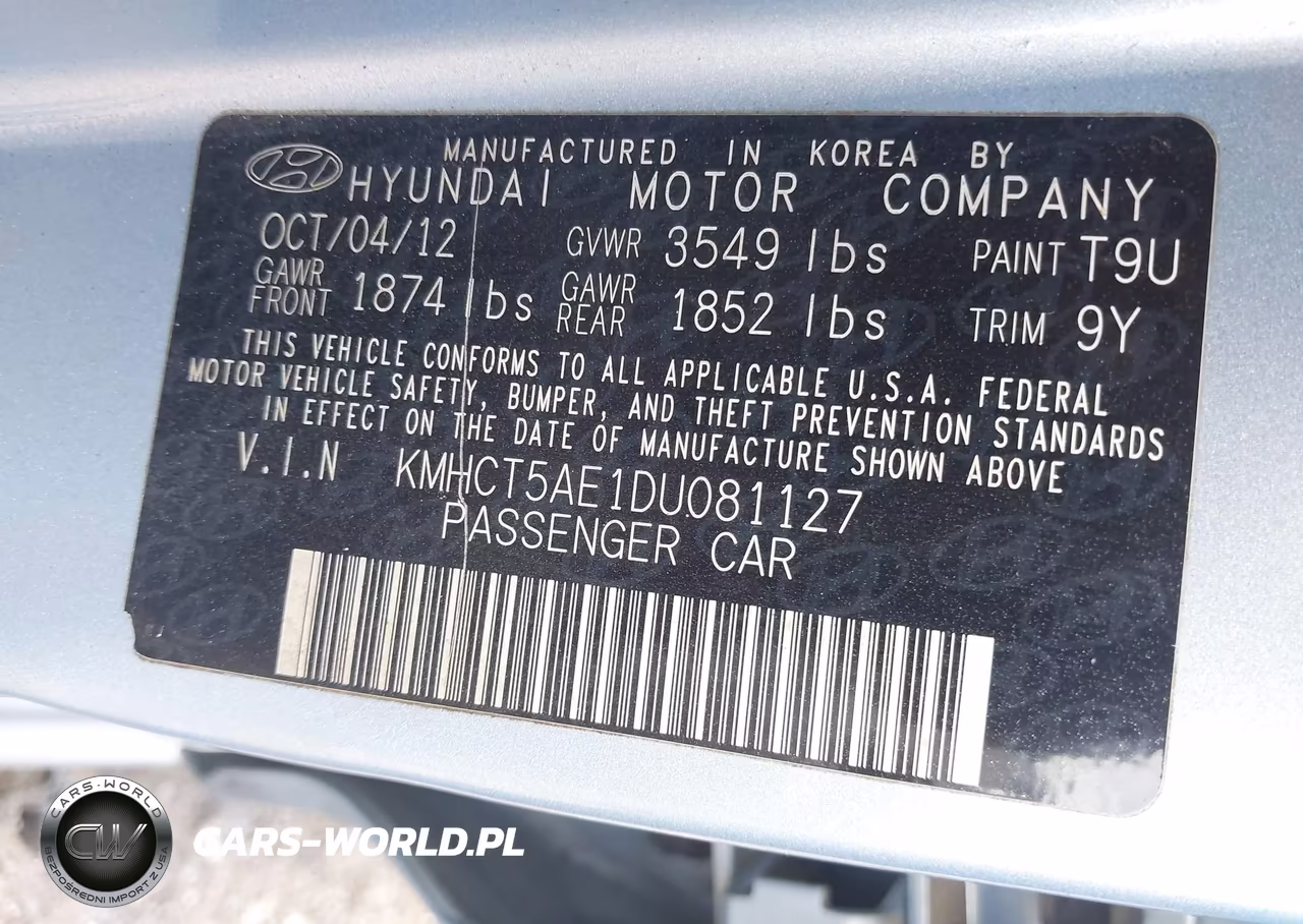 2013 Hyundai Accent Gs VIN:KMHCT5AE1DU081127 - 9