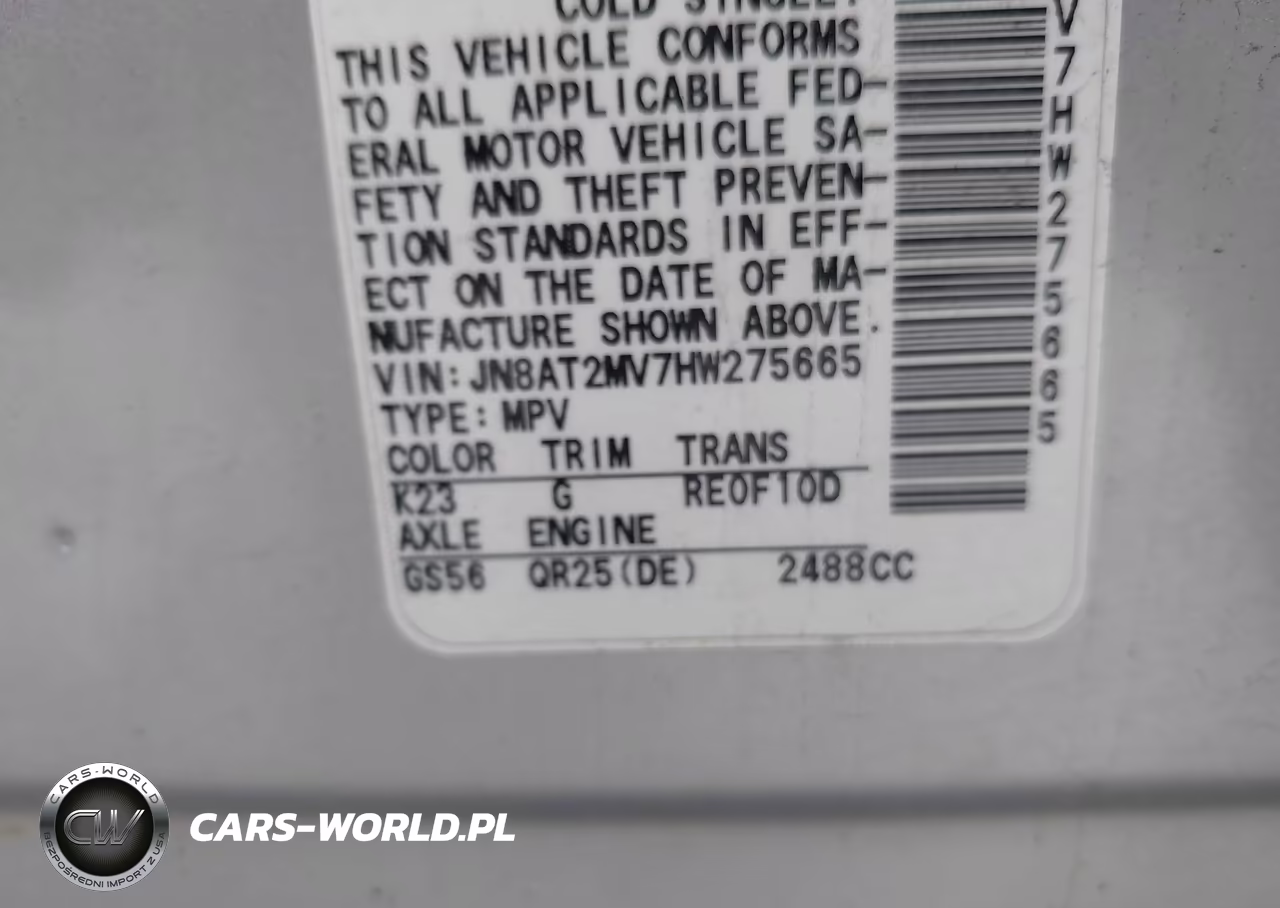 2017 Nissan Rogue Sv VIN:JN8AT2MV7HW275665 - 9