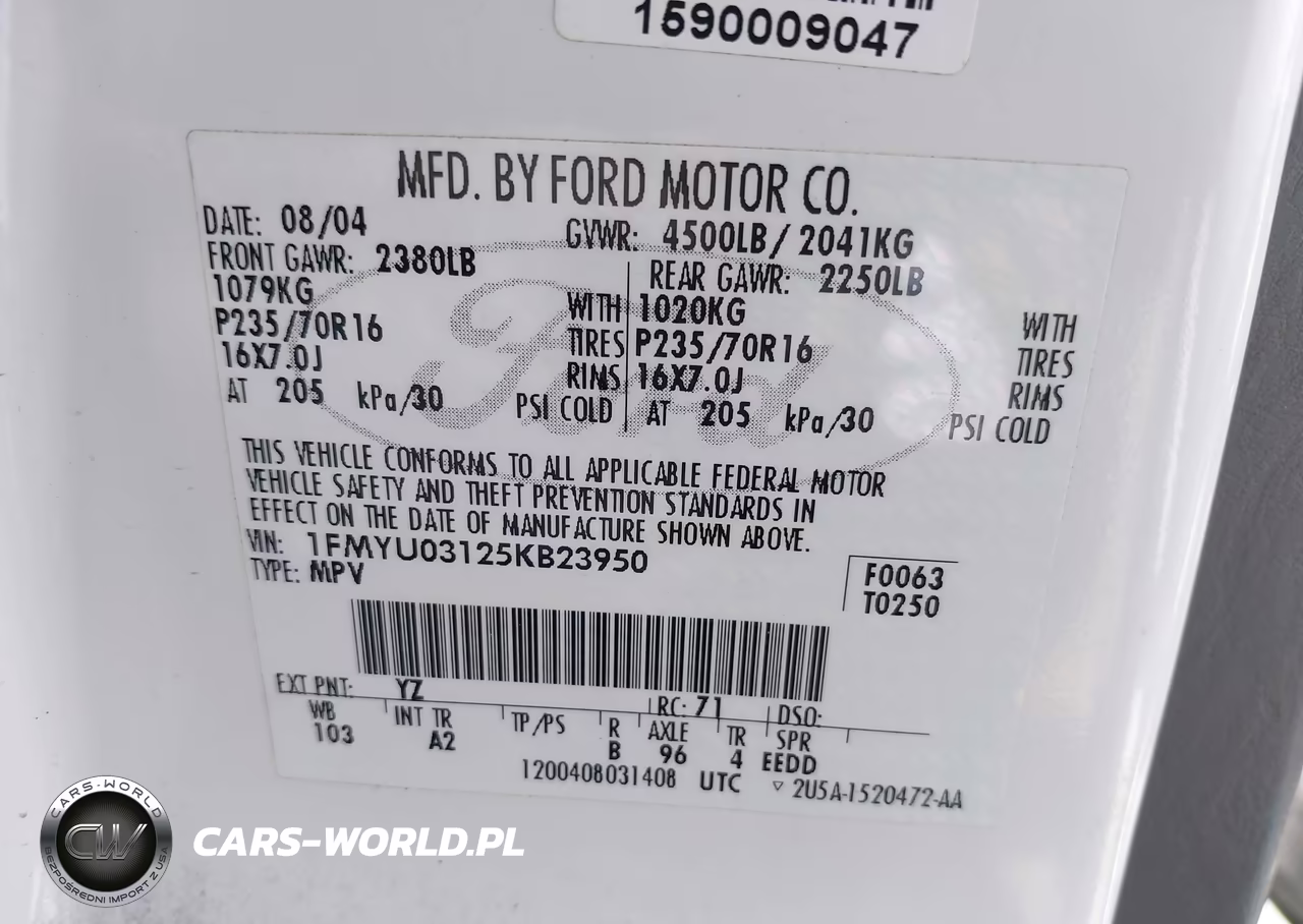 2005 Ford Escape Xlt VIN:1FMYU03125KB23950 - 9