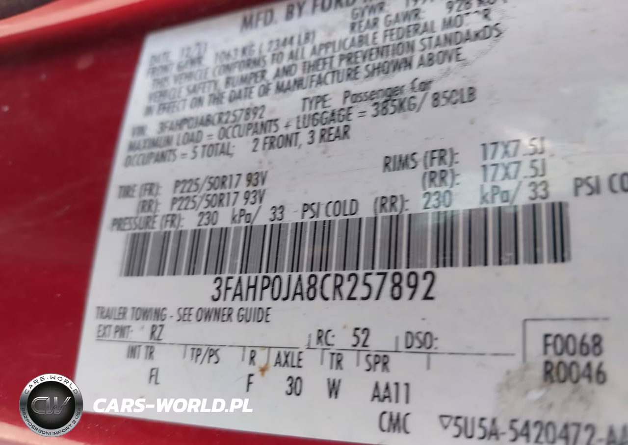 2012 Ford Fusion Sel VIN:3FAHP0JA8CR257892 - 9