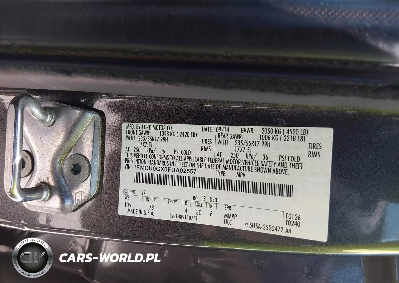 2015 Ford Escape Se VIN:1FMCU0GX0FUA02557 - 9