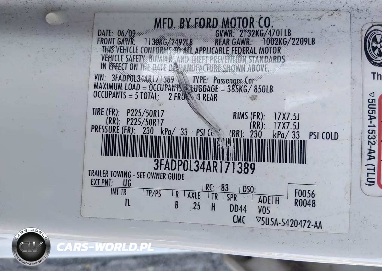 2010 Ford Fusion Hybrid VIN:3FADP0L34AR171389 - 9
