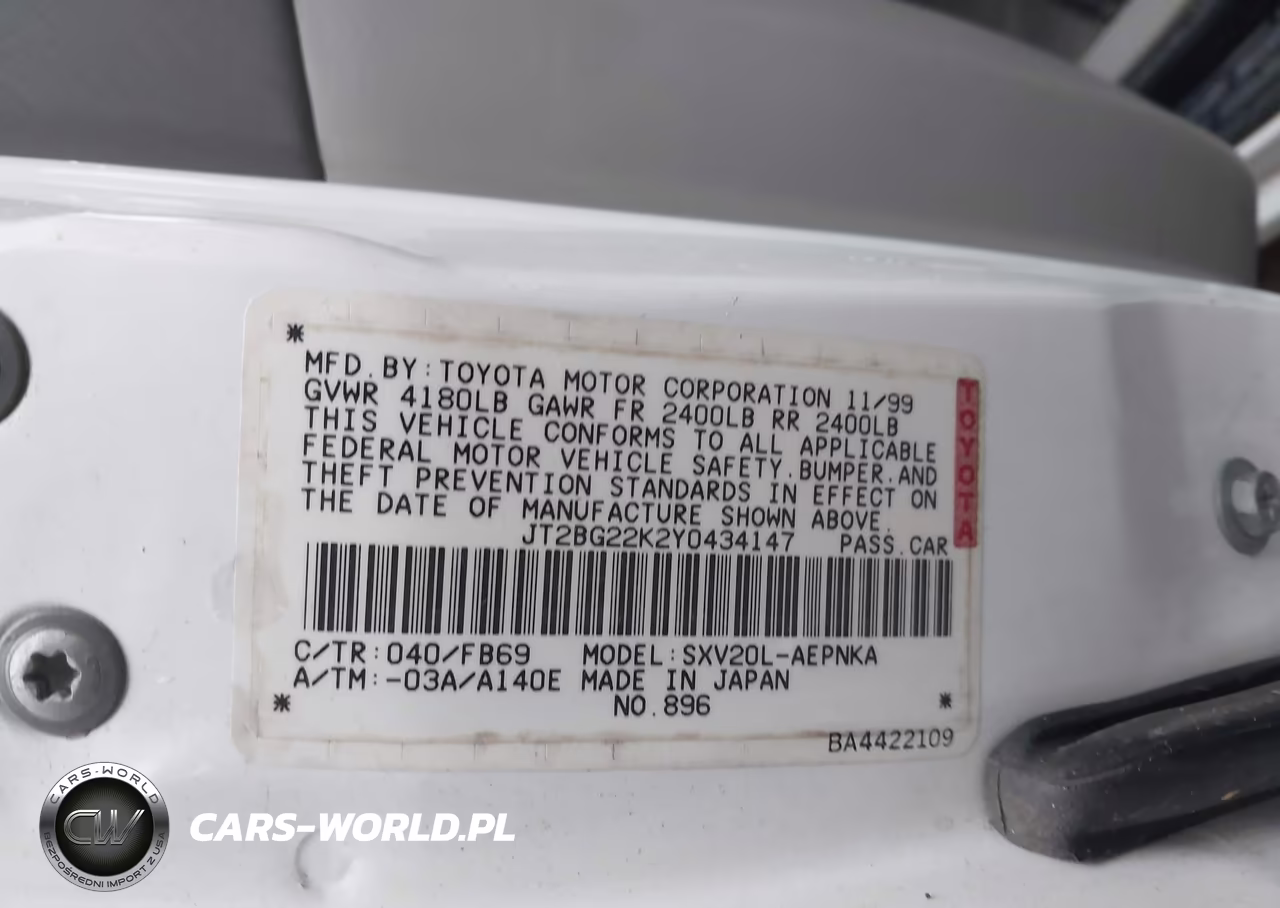 2000 Toyota Camry Le VIN:JT2BG22K2Y0434147 - 9