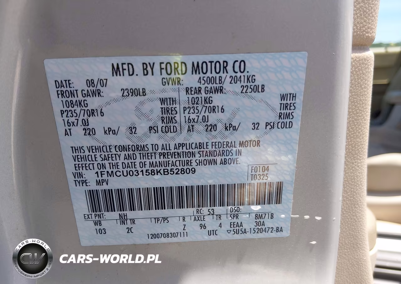 2008 Ford Escape Xlt VIN:1FMCU03158KB52809 - 9