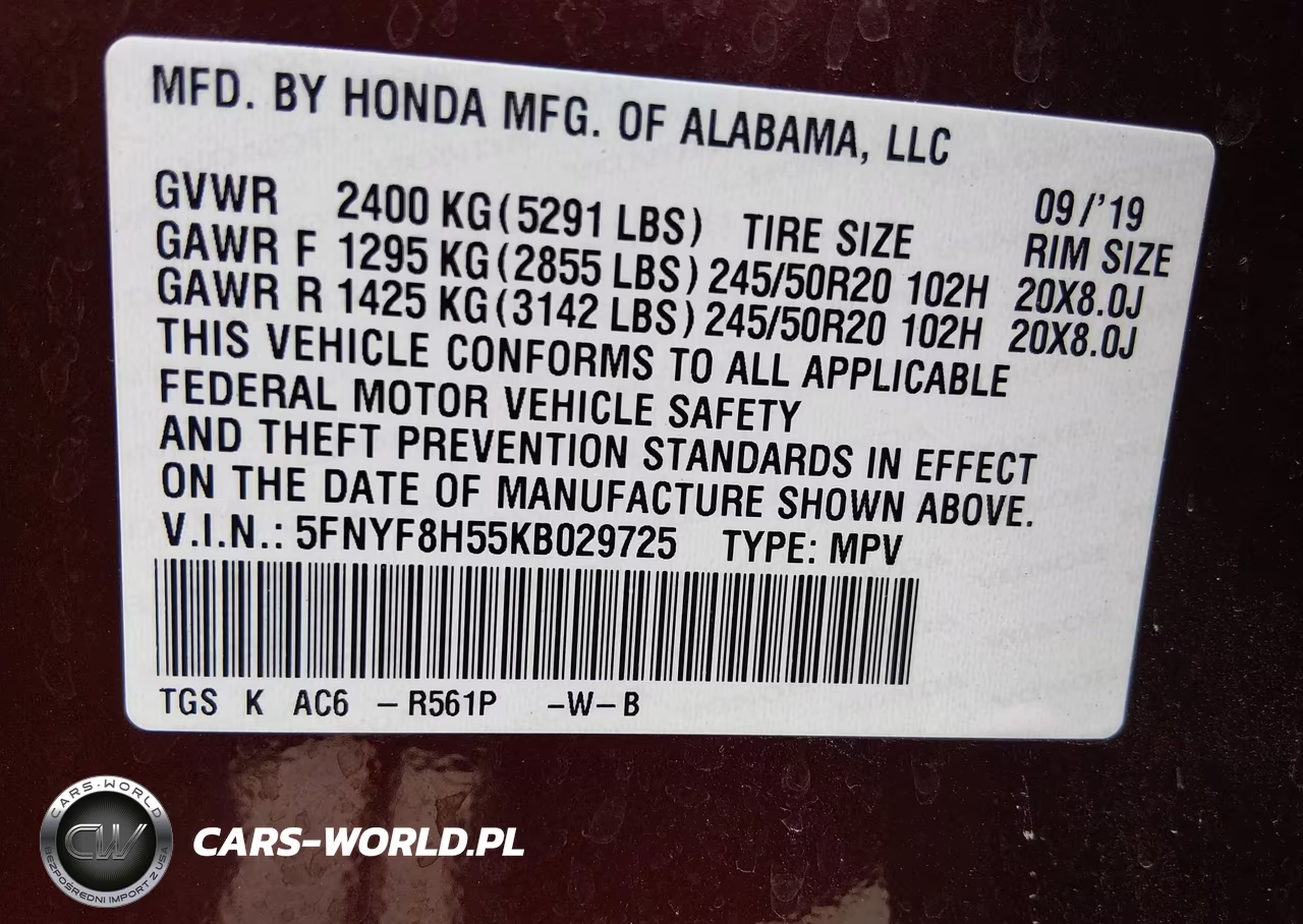 2019 Honda Passport Ex-L VIN:5FNYF8H55KB029725 - 9