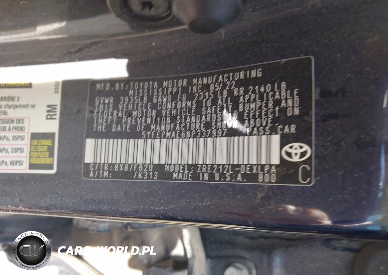 2022 Toyota Corolla Le VIN:5YFEPMAE6NP337997 - 9