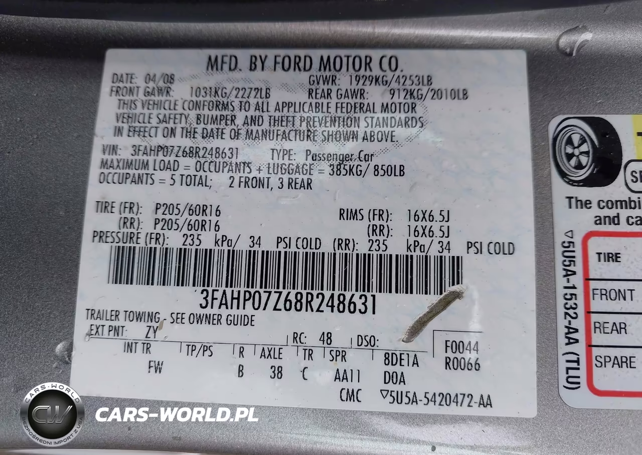2008 Ford Fusion Se VIN:3FAHP07Z68R248631 - 9