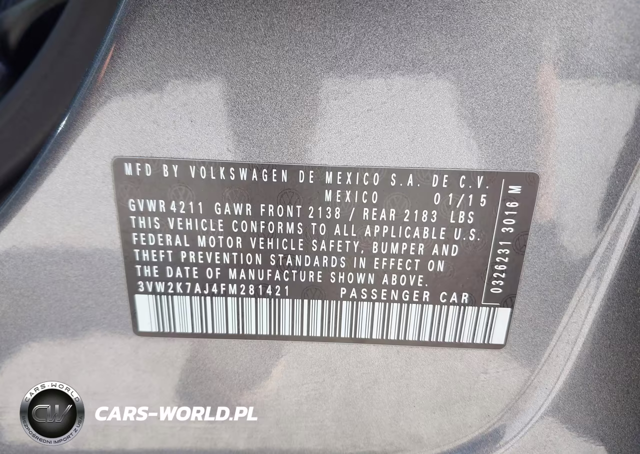 2015 Volkswagen Jetta 2.0L S VIN:3VW2K7AJ4FM281421 - 9