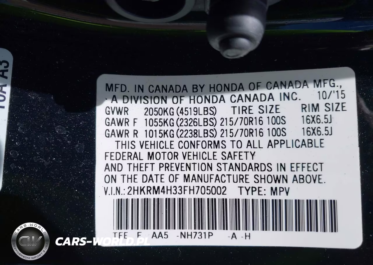2015 Honda Cr-V Lx VIN:2HKRM4H33FH705002 - 9