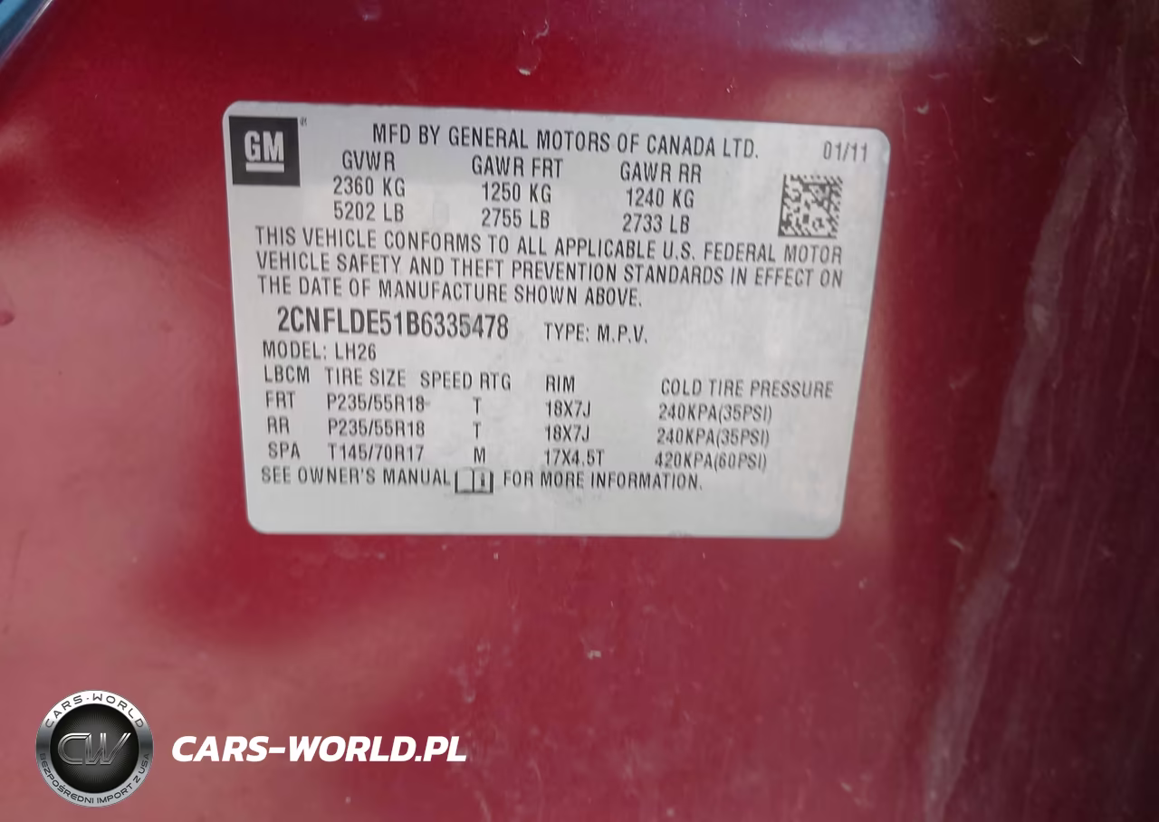 2011 Chevrolet Equinox Lt W-1Lt VIN:2CNFLDE51B6335478 - 9