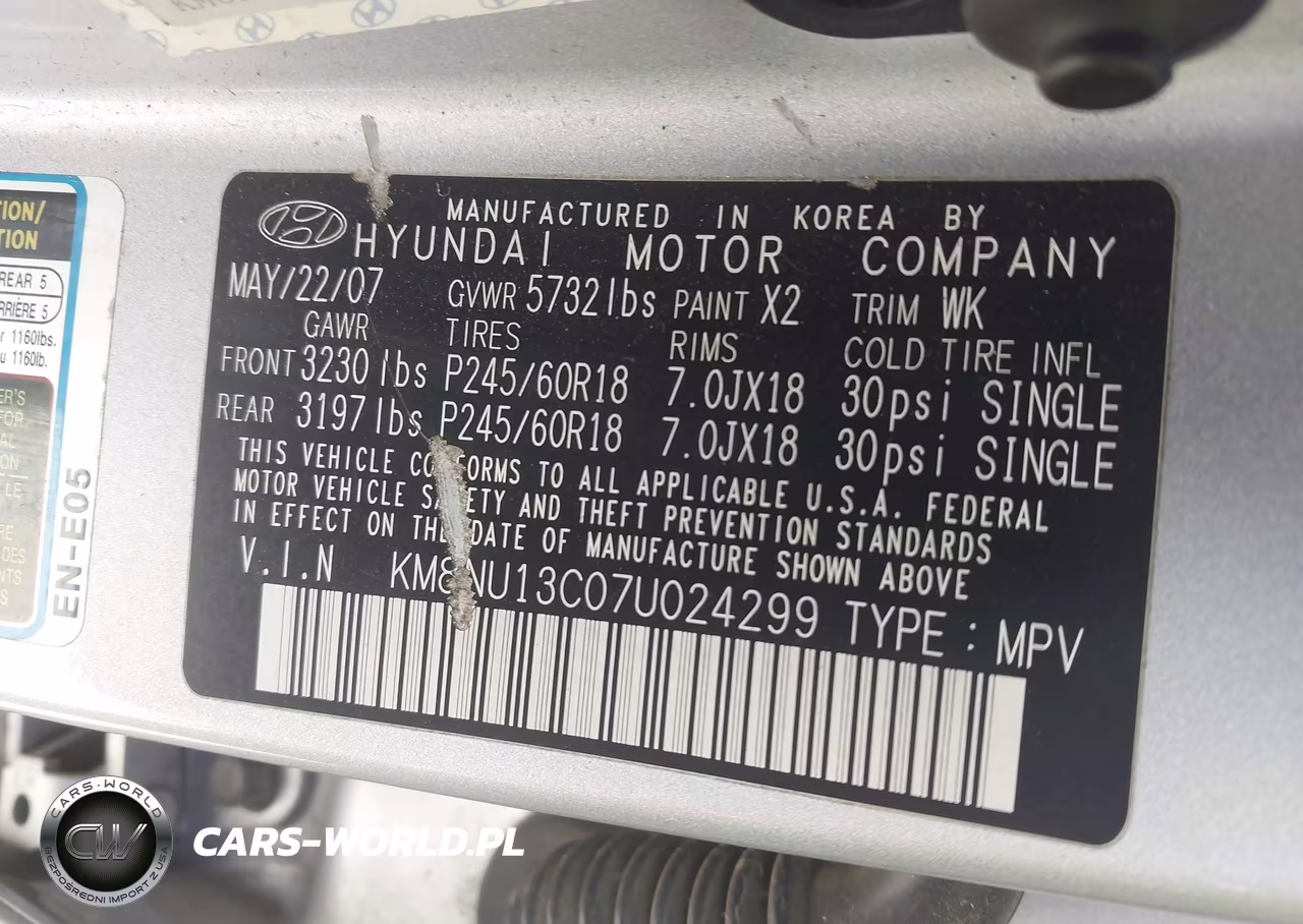 2007 Hyundai Veracruz Gls-Limited-Se VIN:KM8NU13C07U024299 - 9