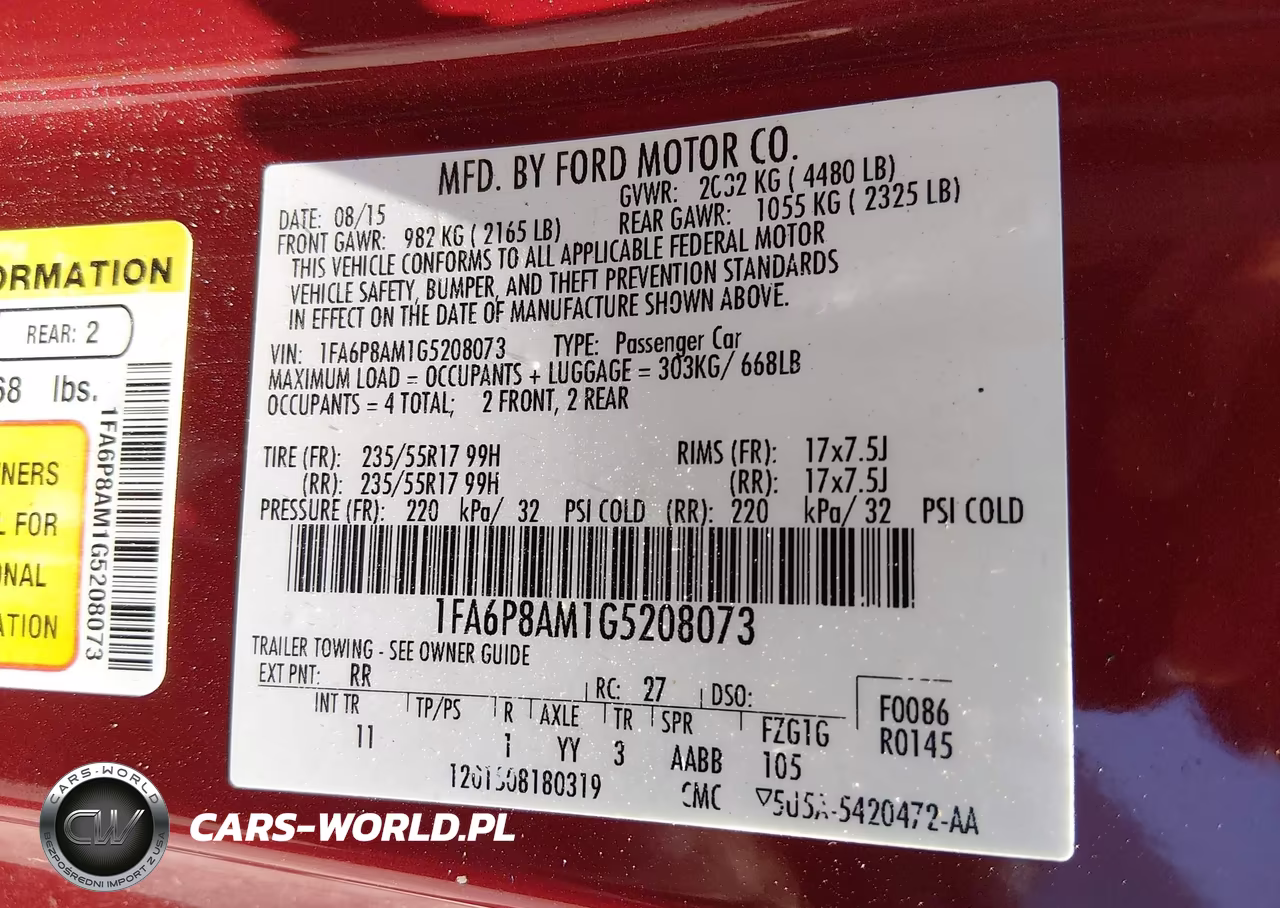 2016 Ford Mustang V6 VIN:1FA6P8AM1G5208073 - 9