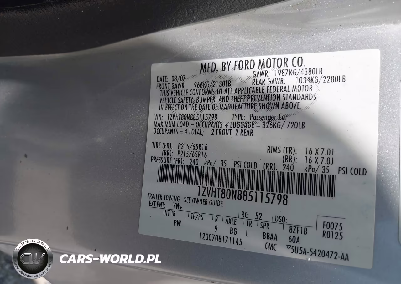 2008 Ford Mustang V6 Deluxe-V6 Premium VIN:1ZVHT80N885115798 - 9