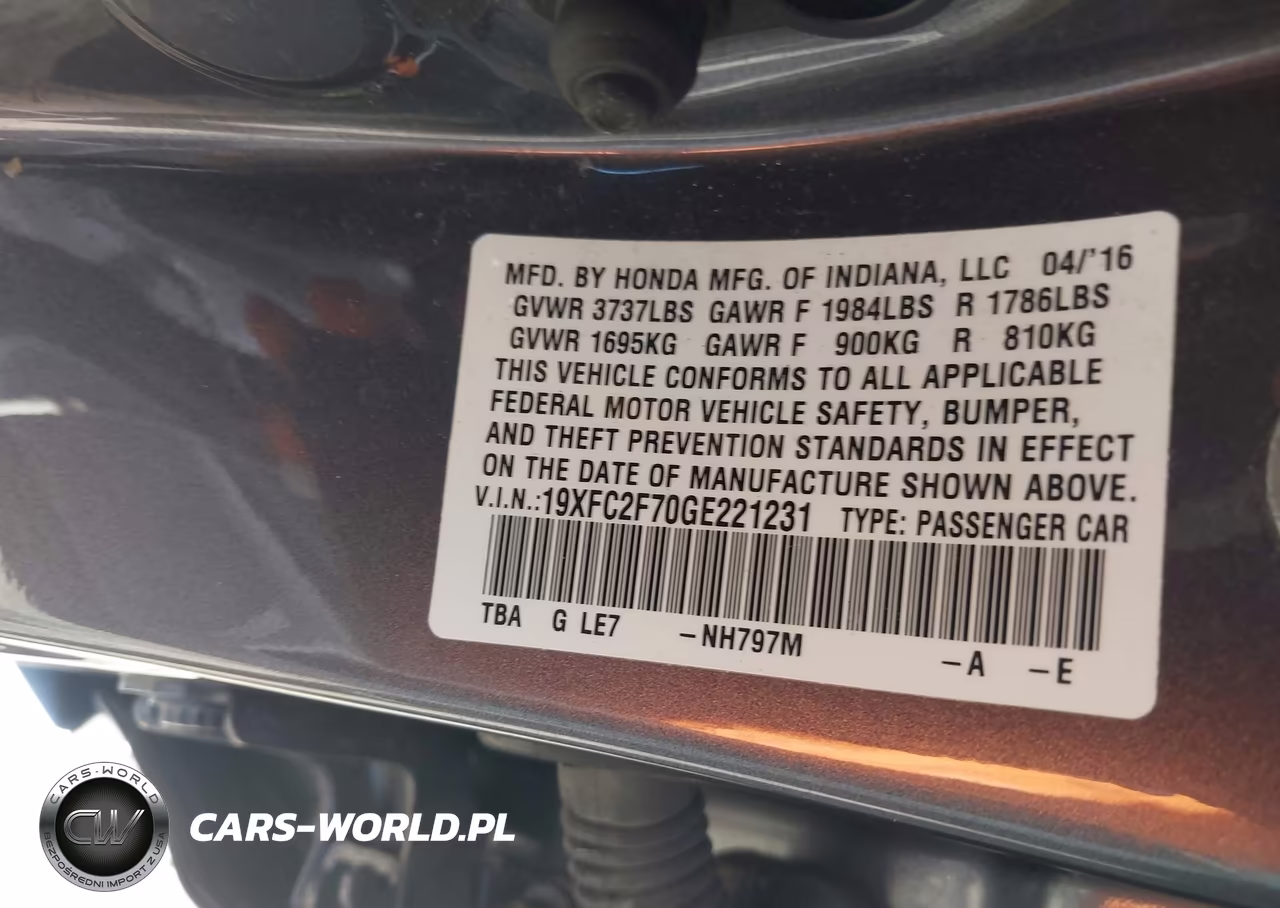 2016 Honda Civic Ex VIN:19XFC2F70GE221231 - 9