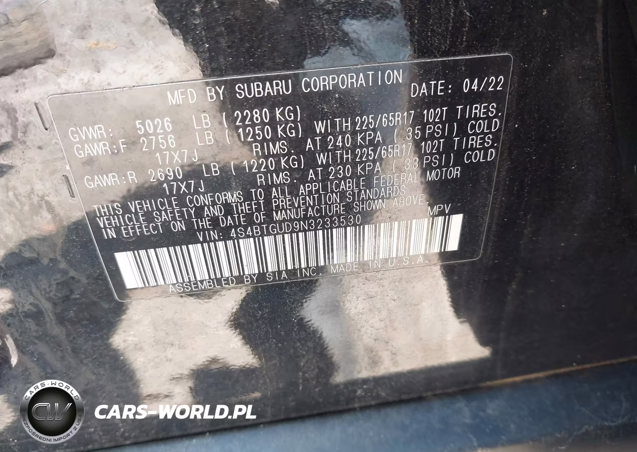 2022 Subaru Outback Wilderness VIN:4S4BTGUD9N3233530 - 9