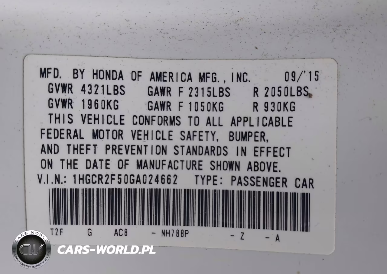 2016 Honda Accord Sport VIN:1HGCR2F50GA024662 - 9
