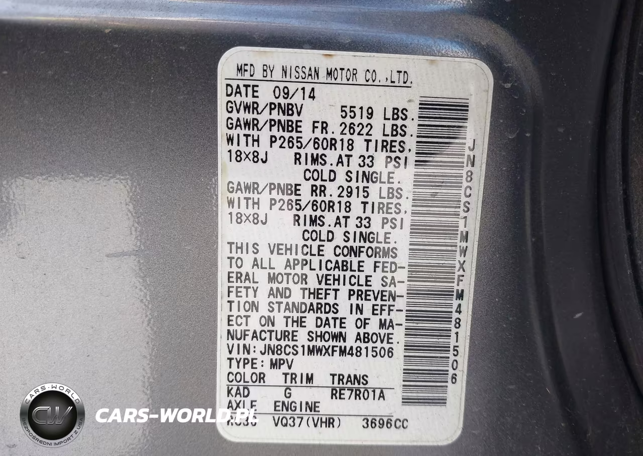 2015 Infiniti Qx70 VIN:JN8CS1MWXFM481506 - 9