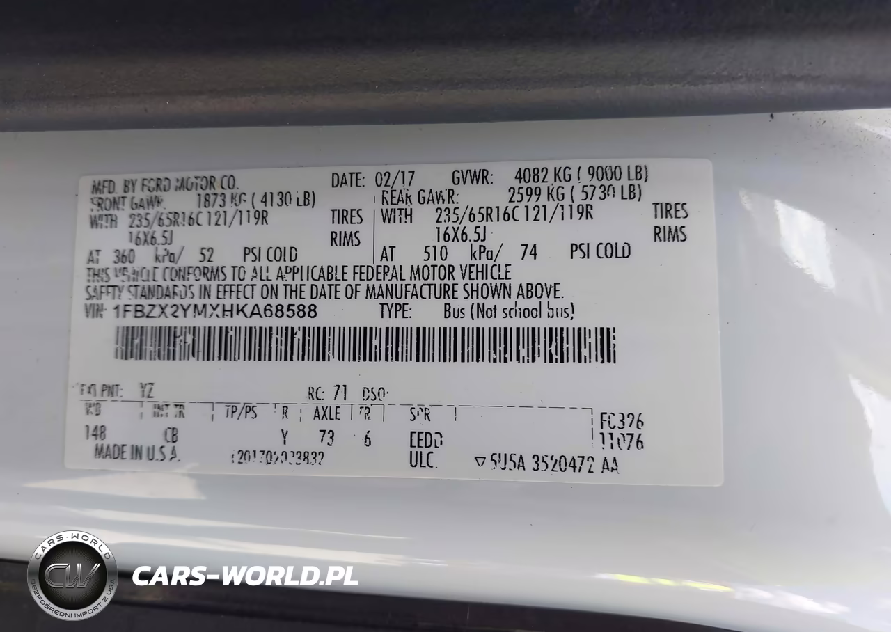 2017 Ford Transit-350 Xlt VIN:1FBZX2YMXHKA68588 - 9