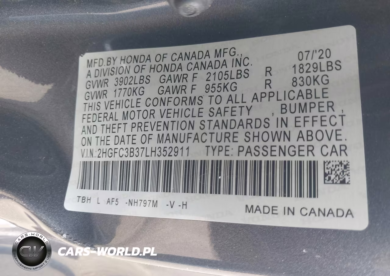 2020 Honda Civic Ex VIN:2HGFC3B37LH352911 - 9