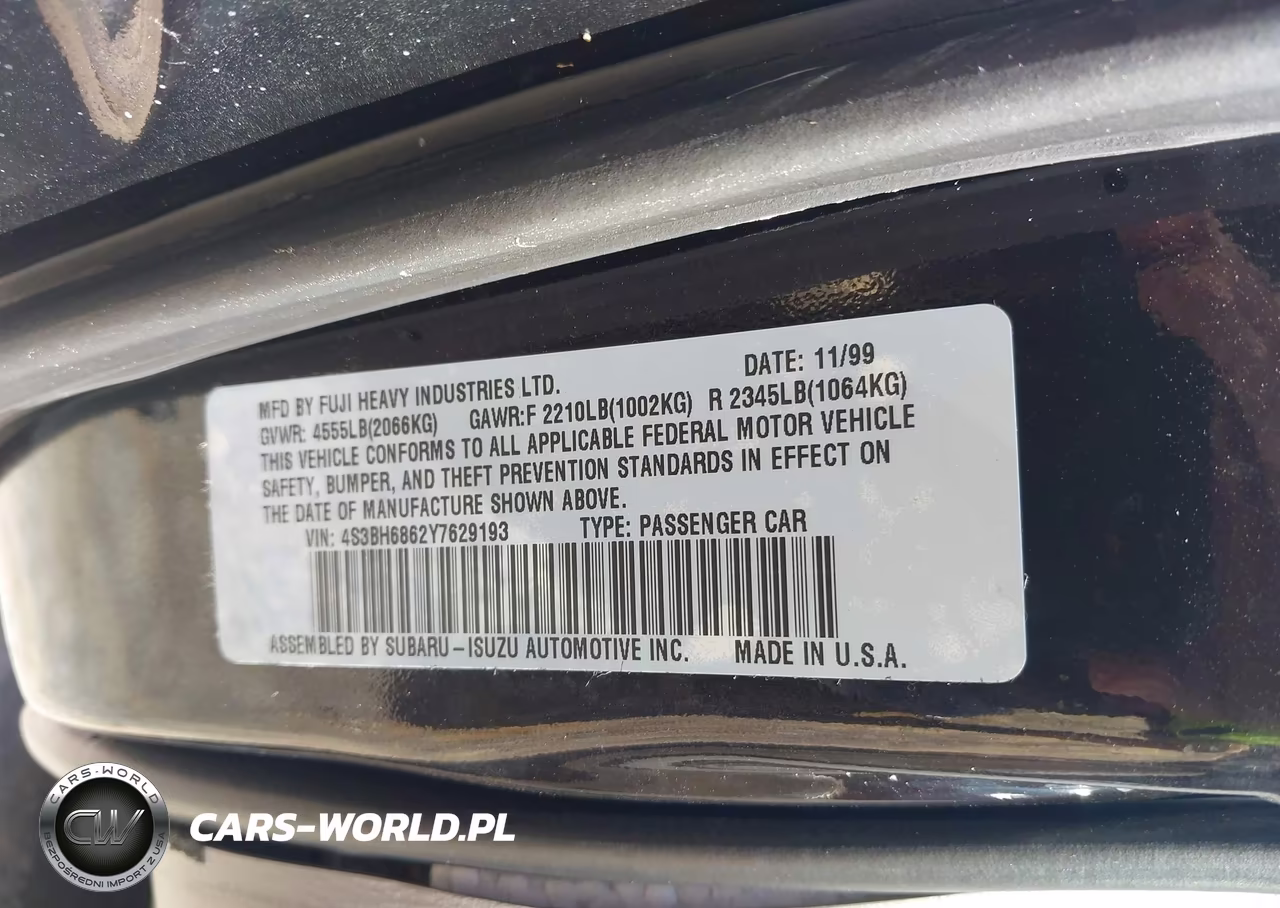 2000 Subaru Outback Limited VIN:4S3BH6862Y7629193 - 9