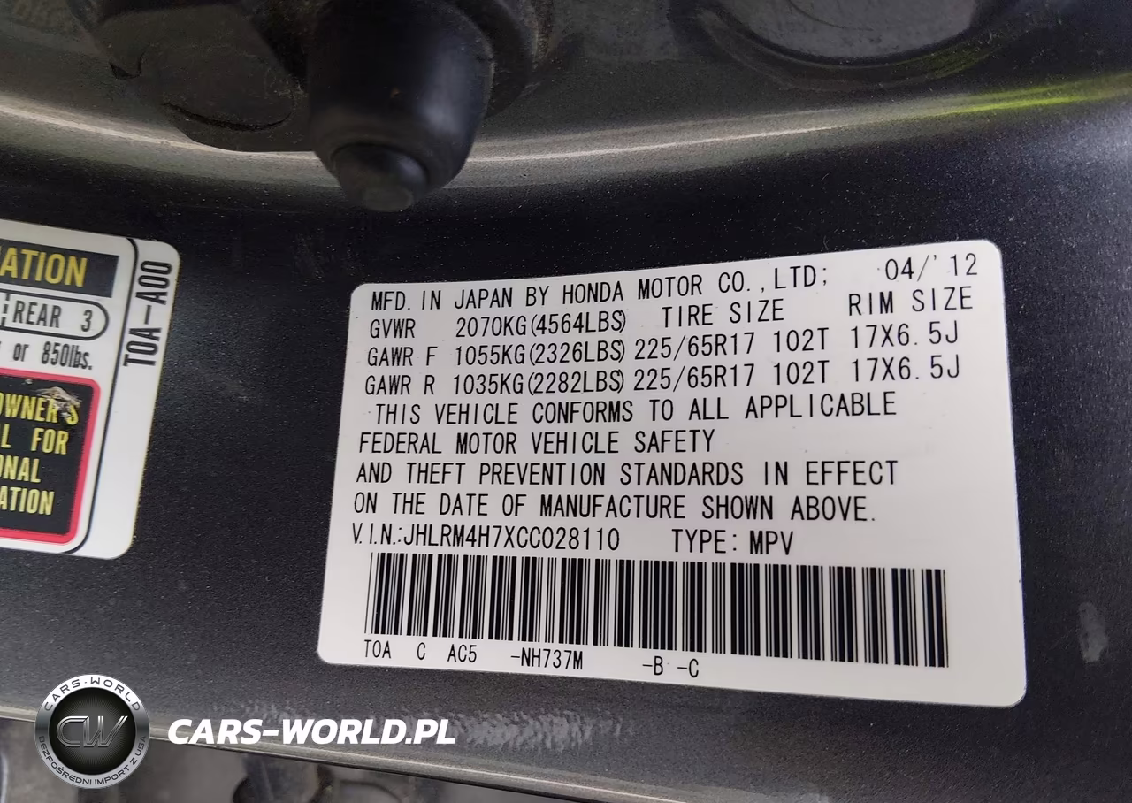 2012 Honda Cr-V Ex-L VIN:JHLRM4H7XCC028110 - 9