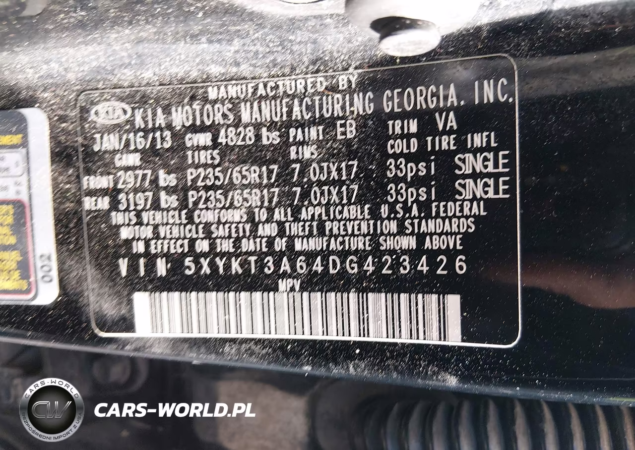 2013 Kia Sorento Lx VIN:5XYKT3A64DG423426 - 9